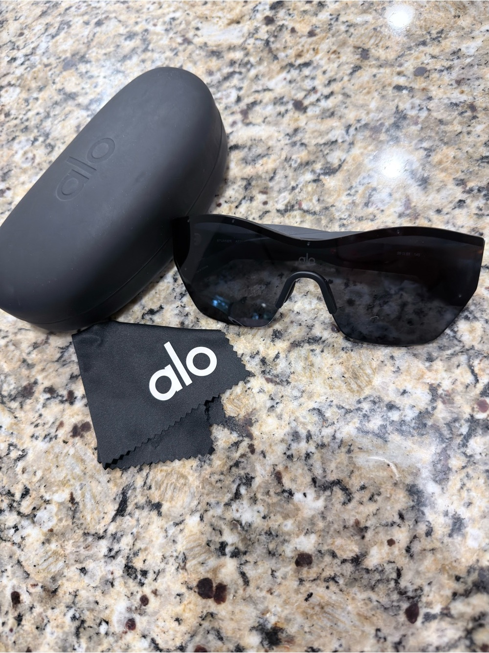 ALO Yoga Black Shield Sunglasses with Case and Cloth